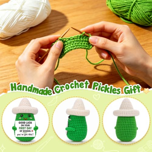 Handmade Crochet Pickle Desk Decor - First Day of School Encouragement Gift