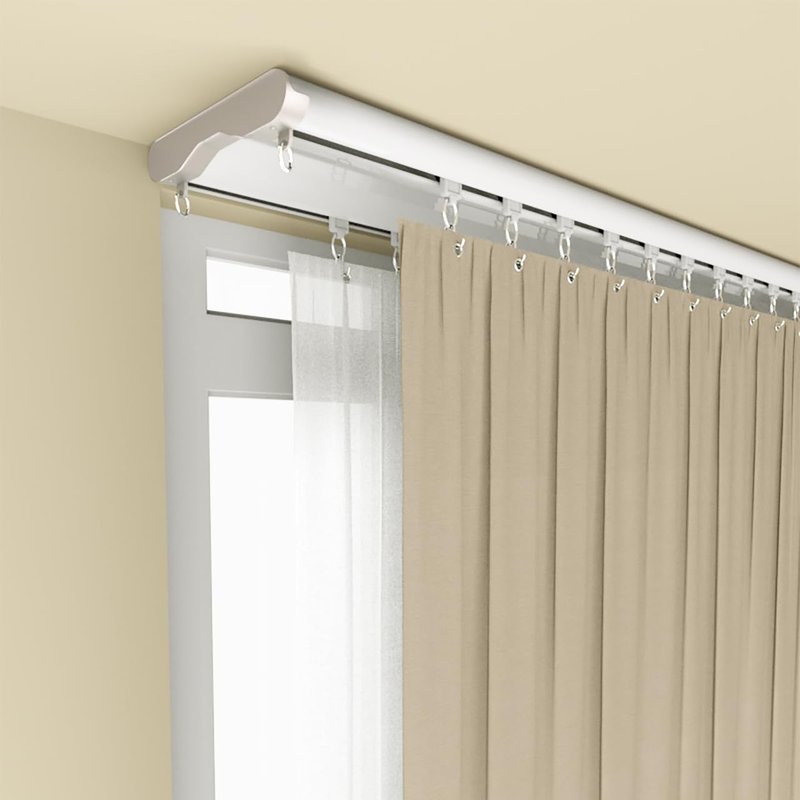 Silent Double Curtain Track Ceiling Mount 5' to 16', Wide 4" White Aluminum track Curtains Rail, Bedroom/Window/Hotel Drop Ceiling Curtains Tracks (without curtains & hooks)(Double, 12ft)