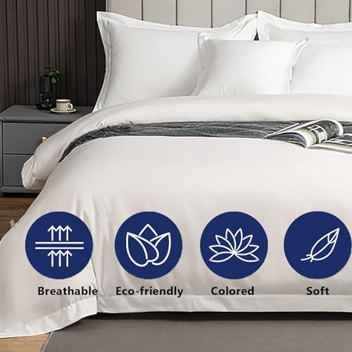 Luxury Super King Duvet Cover 108x98 Inch Egyptian Cotton - White