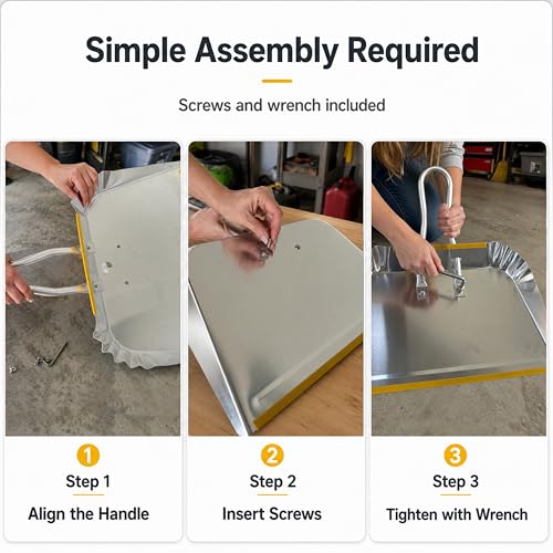 17-Inch Heavy Duty Metal Dustpan and Brush Set for Garage & Outdoor