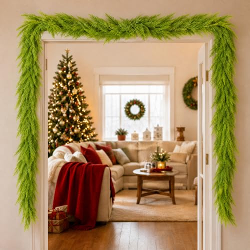 8.85ft Lime Green Artificial Norfolk Pine Garland for Christmas Decor
