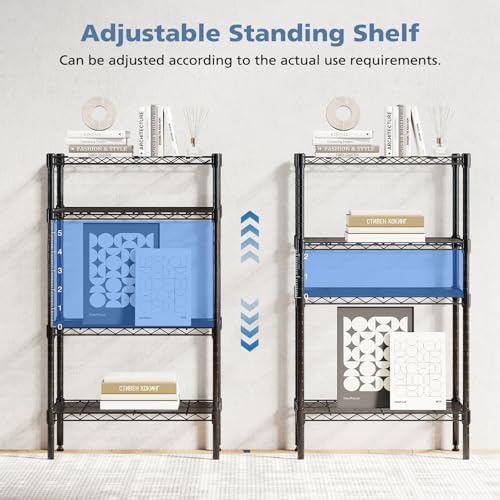 4-Tier Metal Wire Storage Shelves Adjustable Heavy Duty Standing Rack