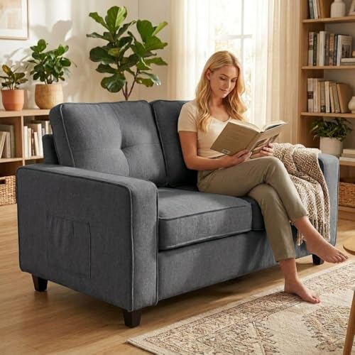 54-Inch Chenille Loveseat, Compact Two-Seater Sofa for Small Spaces