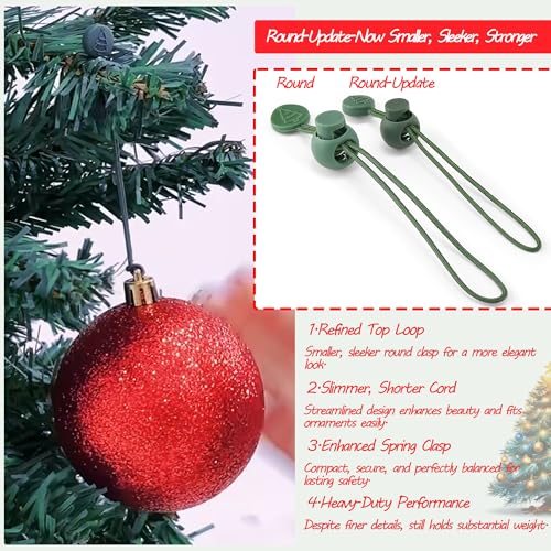 Green Nylon Christmas Ornament Hooks with Spring Clips - Reusable