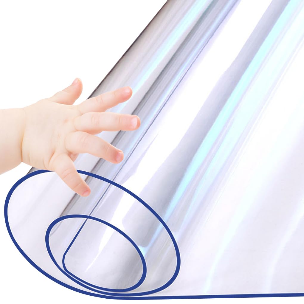 WanDeela 42 x 68 Inch Clear PVC Table Cover Protector - 1.5mm Thick Custom Plastic Desk Pad - Waterproof Vinyl Table Top Protector Mat