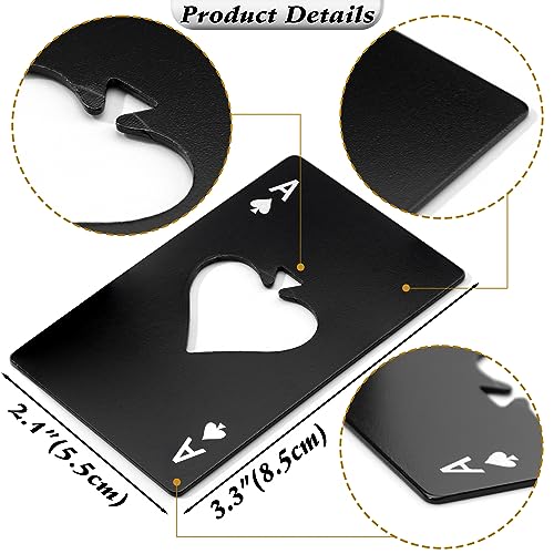 Famgee Black 6-Pack Credit Card Size Poker Bottle Openers - Stainless Steel Casino Style