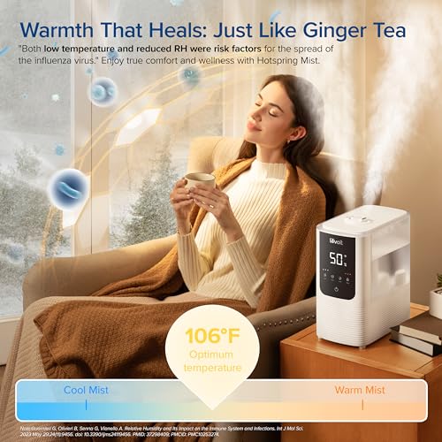 Smart Warm and Cool Mist Humidifier for Bedroom 4.5L Tank White