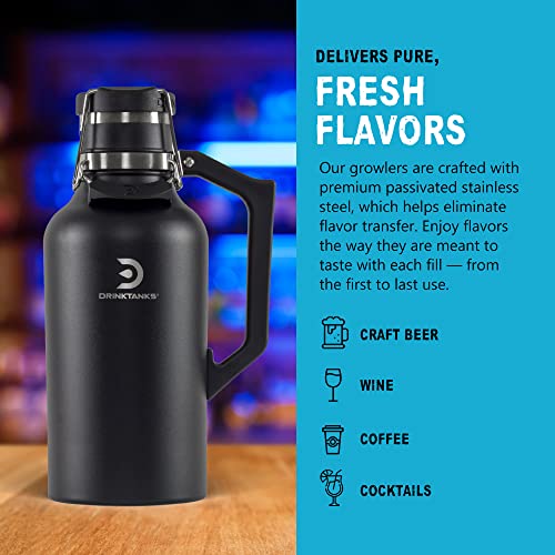 128 oz Insulated Stainless Steel Beer Growler - Airtight Vacuum Tumbler