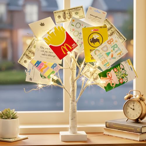 22-Inch LED Birch Tree Photo Display with Clips and Timer