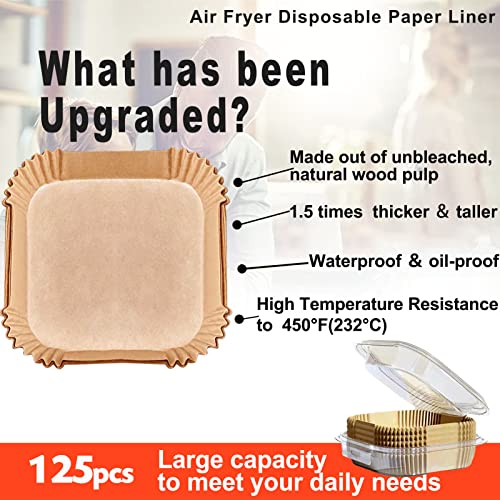 Disposable 9-Inch Square Air Fryer Parchment Paper Liners (125 Count)