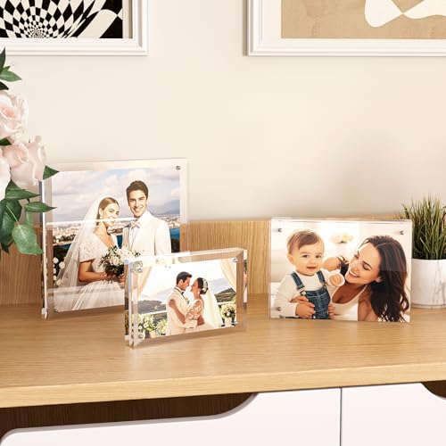 5x7 Clear Acrylic Picture Frames (6 Pack) - Magnetic Desktop Display