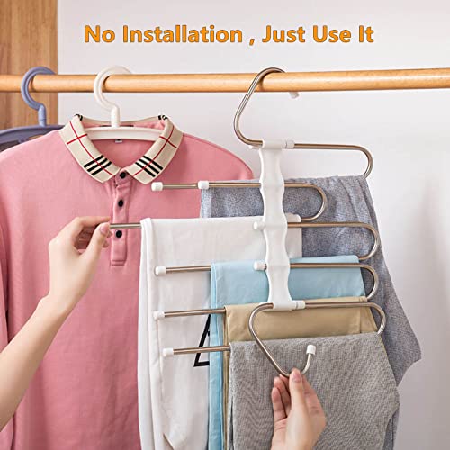 Space Saving Pants Hangers 2 Pack Metal Closet Organizer for Jeans