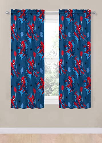Kids Character Window Drapes 4-Piece Set with Tiebacks - 63 Inch, Blue