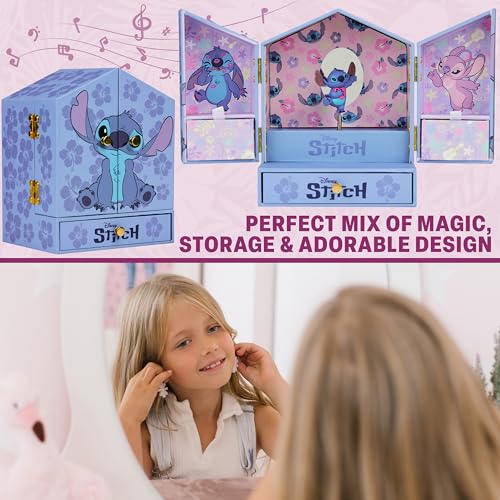 Musical Jewelry Box for Girls with Mirror and Storage Drawers