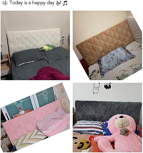 Stretch Headboard Cover - Jacquard Dustproof Protector, Milk White, Twin Size