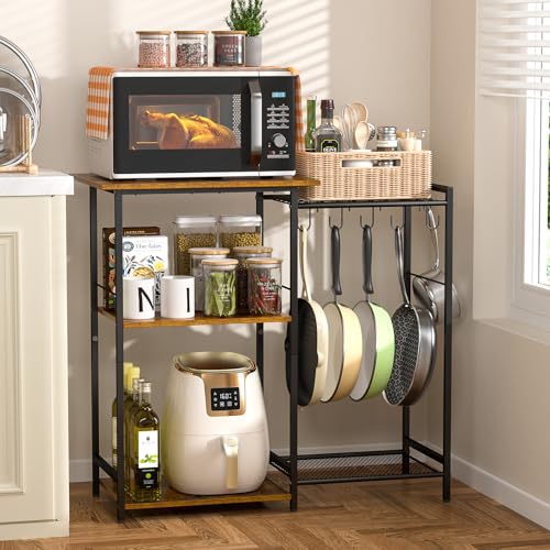 5-Tier Kitchen Baker's Rack with Microwave Stand and Storage Hooks