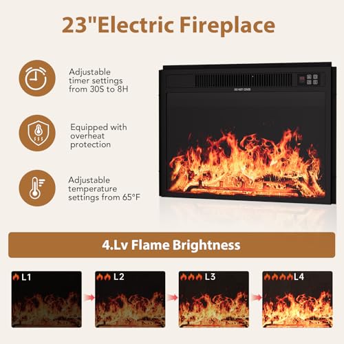 43-Inch Electric Fireplace TV Stand with Mantel and Remote Control