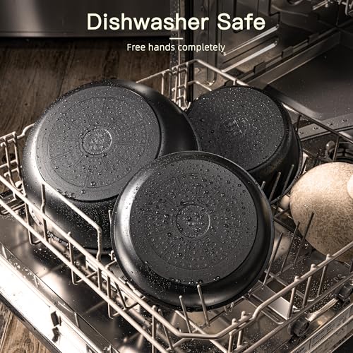 21-Piece Nonstick Ceramic Cookware Set with Removable Handle, Black