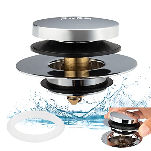 Universal Bathtub Drain Stopper and Cover - Chrome Plated Solid Brass