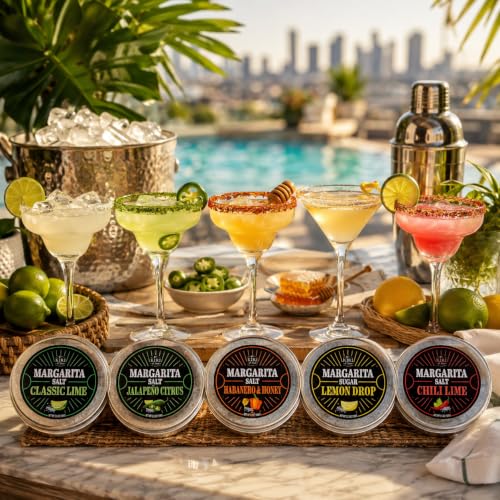 Kiri & Sons 5-Pack Flavored Salt Rimmer Set for Cocktails & Margaritas