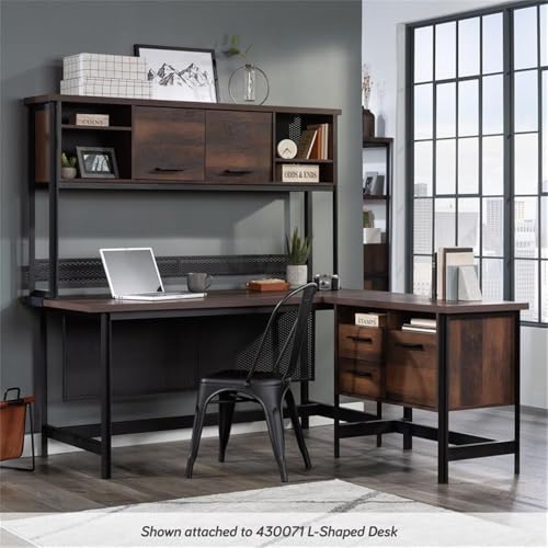 Large Office Desk Hutch with Adjustable Shelves and Hidden Storage