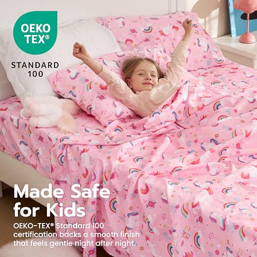 Joiedomi Kids Twin Sheet Set - 3-Piece Soft Microfiber Unicorn Bed Sheets