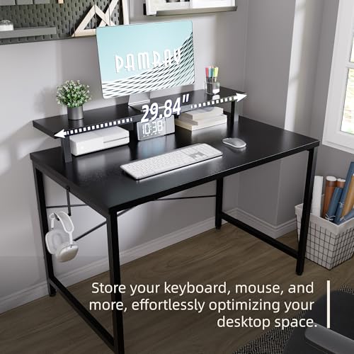 32-Inch Small Computer Desk with Monitor Stand and Headphone Hook