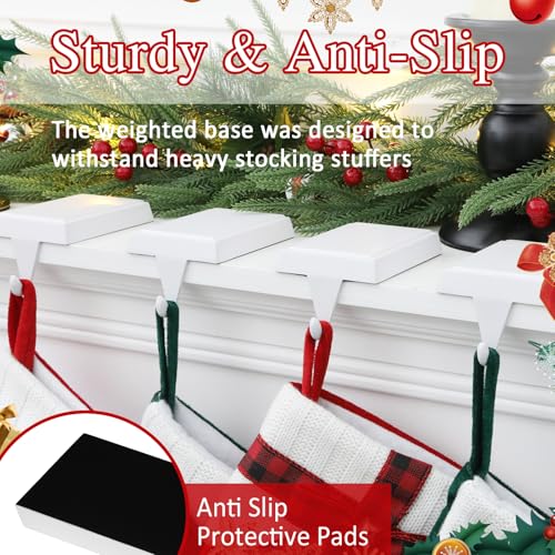 Weighted Metal Christmas Stocking Holders for Mantel - Non-Slip 4-Pack