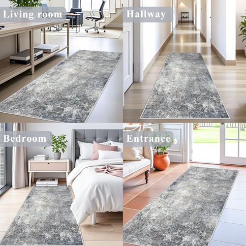 3x6 Washable Kitchen Runner Rug, Non-Slip Low-Pile Abstract Area Carpet