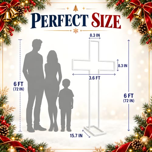 6FT Metal Christmas Cross Decoration for Indoor & Outdoor Holiday Decor