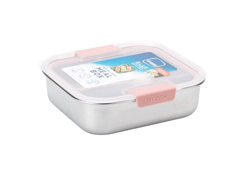Smash Microwave Safe Stainless Steel Lunch/Sandwich/Meal Box, Pink
