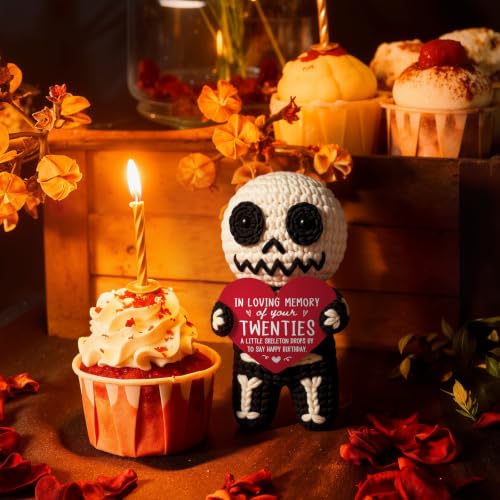 Handmade Crochet Skeleton 30th Birthday Gift - Funny Desk Decor