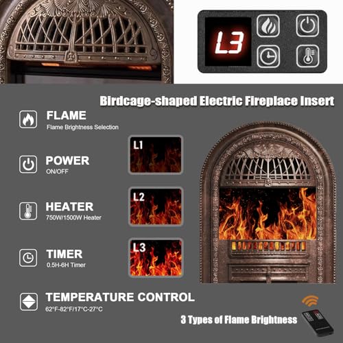 BLANKSPACE 48" Birdcage Electric Fireplace TV Stand with Mantel |