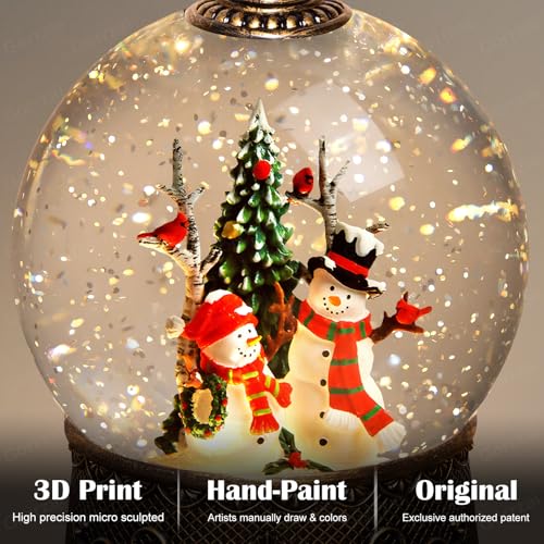 Lighted Musical Snowman Snow Globe Lantern with 6-Hour Timer & Glitter