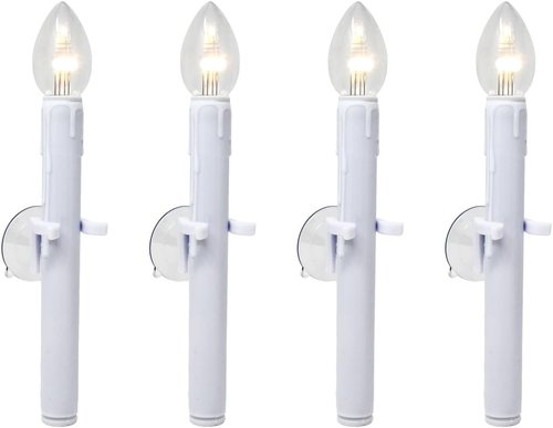 612 Vermont Ultra-Bright LED Window Candles - Battery Operated with Timer & Suction Cups | Shatterproof Bulbs, Pack of 4