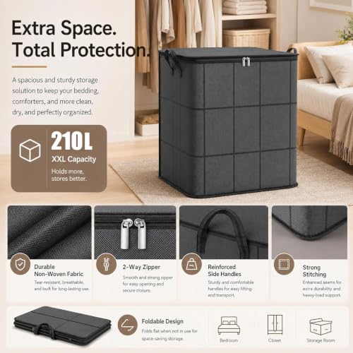 Extra Large Moving Storage Bag with Zipper and Reinforced Handles