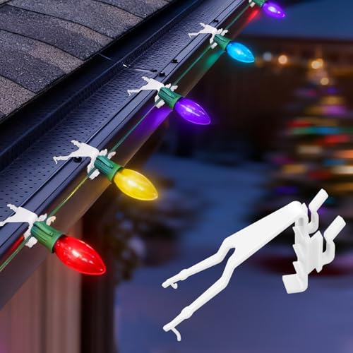 50Pcs Christmas Gutter Clips for Hanging Outdoor Lights Fits Gutter Guards – 3x1.5in, White, UV-Resistant