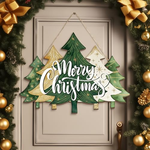 BBTO Christmas Wreath for Front Door – Vivid Tree Style Door Sign