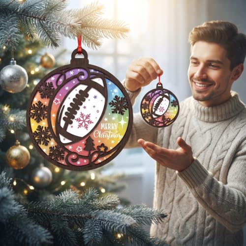 Football Christmas Ornament - 4 Inch Holiday Decor for Football Fans