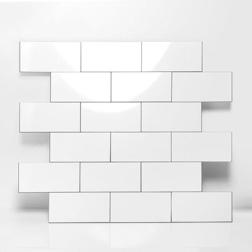 Reovatile 2026 New Upgrade Peel and Stick Backsplash Tile, Peel and Stick 11.34" X 11.57" Wall Tile for Kitchen, Bathroom, Fireplace, Laundry (Polished Marble White, 20 Packs)