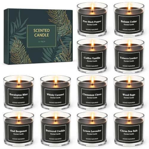 Furnizone 12 Pack Scented Soy Candles - Long Lasting Gift Set for Home & Holidays