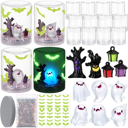 12-Set Halloween DIY Snow Globe Craft Kit Glow in the Dark Ghost Decor