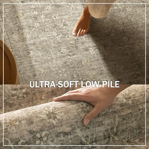 Washable Kitchen Runner Rug 2.6' x 8' Non-Slip Soft Low-Pile Floor Carpet