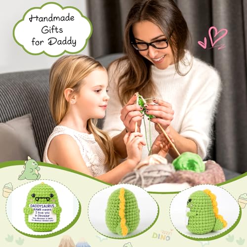 Handmade Crochet Dinosaur Keepsake - DaddySaurus Desk Decor Gift for Dad
