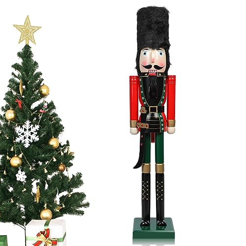 Liliful 4ft Large Nutcracker Outdoor Decoration – Wooden Life Size Christmas Soldier