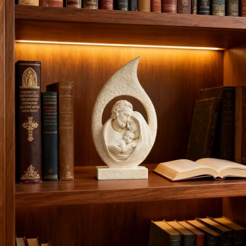 Holy Family Statue - 5-Inch Mary Joseph & Baby Jesus Resin Figurine