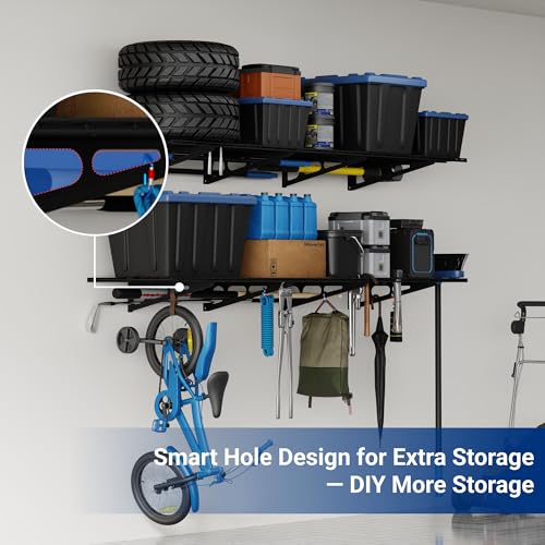 2-Pack 2x4ft Wall Mounted Garage Storage Racks 600 lbs Capacity