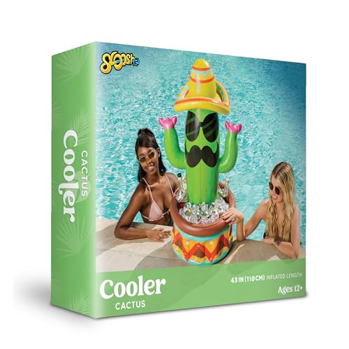 43-Inch Inflatable Cactus Drink Cooler with Sombrero Hat for Fiesta Party