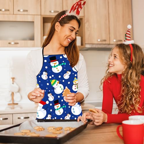 Snowman Christmas Apron for Men Women Kids - Winter Kitchen Cooking BBQ Gift