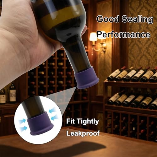 12 Pcs Reusable Silicone Wine & Champagne Bottle Stoppers - Airtight & Flexible